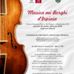 Summonte, Musica nei Borghi d’Irpinia: martedi 29 ottobre Concerto al Centro Congressi Don Alberto De Simone